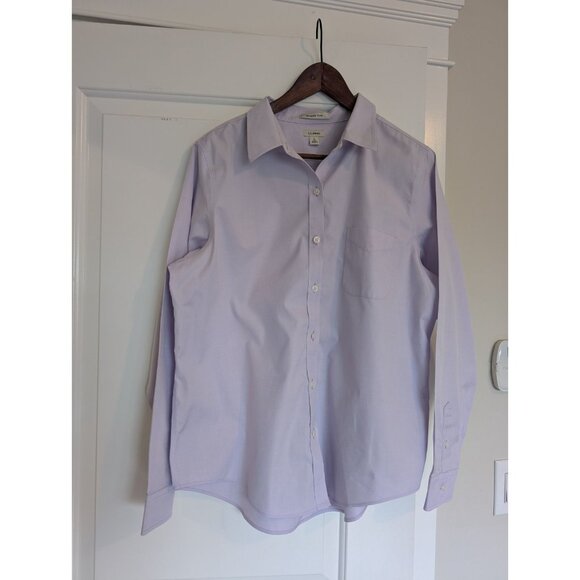 L.L.Bean Women Purple Button Up Shirt Size L 100% cotton - Picture 6 of 11